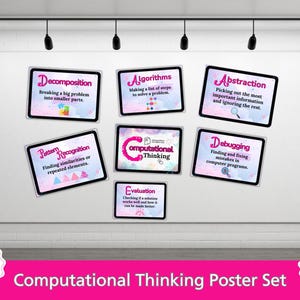 Computational thinking-klasposters | Decor informaticaset voor computerlab | Leraar Informatica op school | GCSE | Een niveau | KS3 KS2