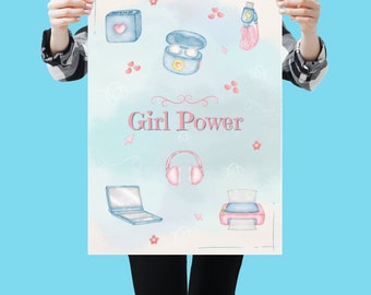 Girl Power Tech Poster | Girls Who Code Wall Art | Women in STEM Poster | Computer Science Classroom Decor | Girls Coding Bedroom Decor Art