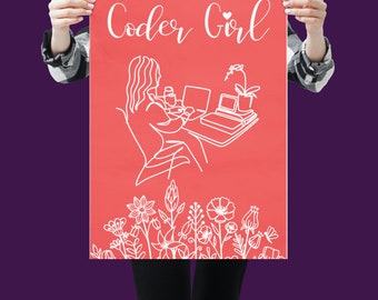 Coder Girl Poster Set | Women in Technology Classroom Decor | Girls Who Code Wall Art | Computer Science Classroom Display | STEM Posters