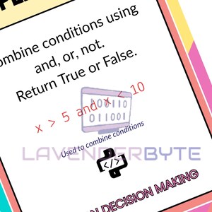 Zestaw plakatów z instrukcjami warunkowymi w Pythonie, prezentacja procesu decyzyjnego w Pythonie, operatory warunkowe w trybie "If Else" w ELIF, dekoracja ścienna do sali lekcyjnej informatyki GCSE KS3 KS4 zdjęcie 9