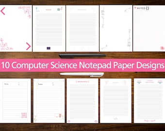 Papel para escribir sobre informática / Plantilla para apuntes de programación / Papel rayado con temática tecnológica / Plan de estudios del estudiante / Informática GCSE / Material de oficina para el aula