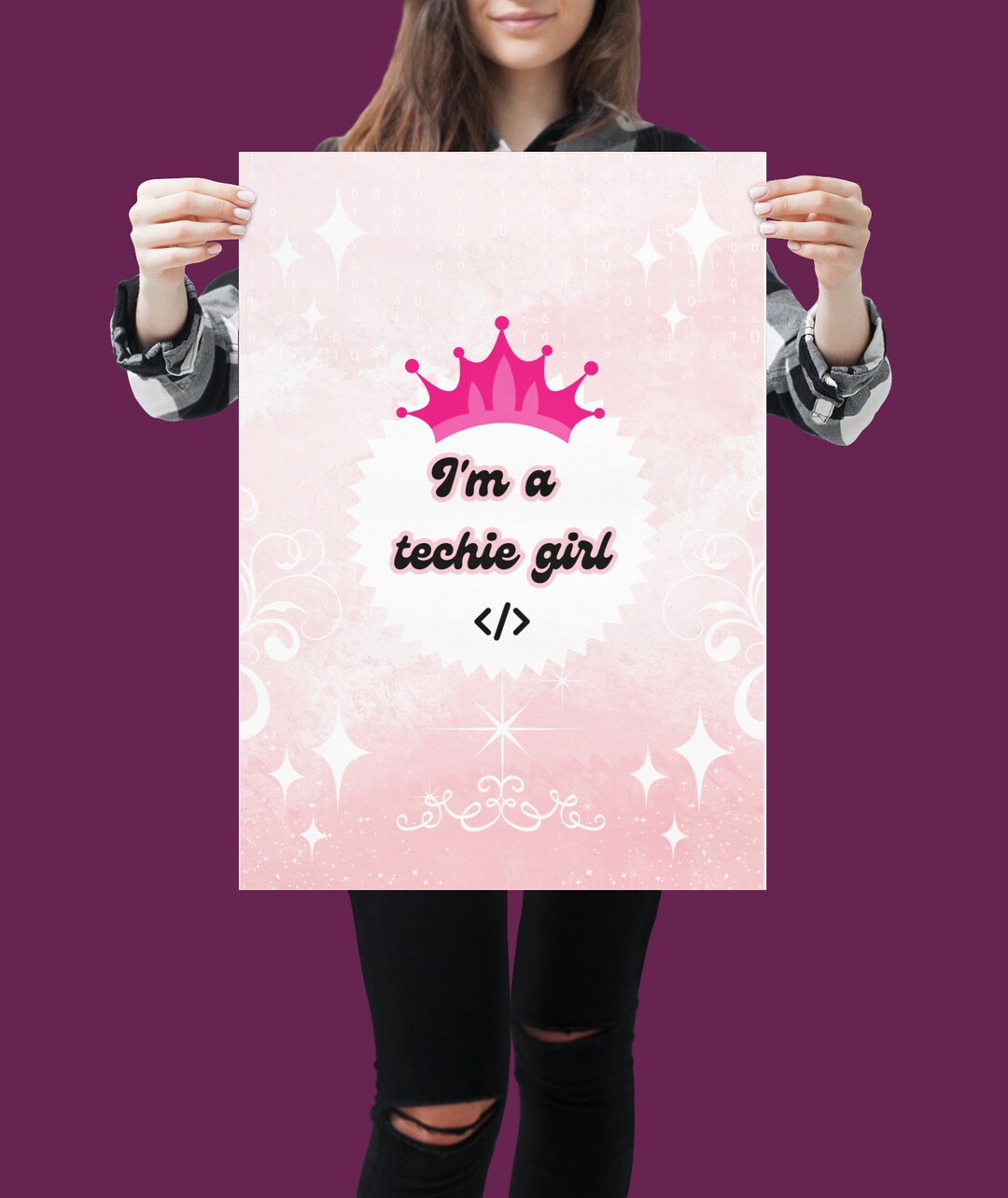 Retro Pink Tech Poster: Celebrating Women in Computer Science, Ideal ...