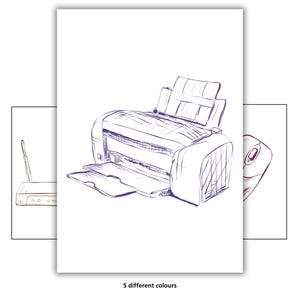 Set van 6 posters voor computerlabs | Technologie klasdecor | Computerkunst aan de muur