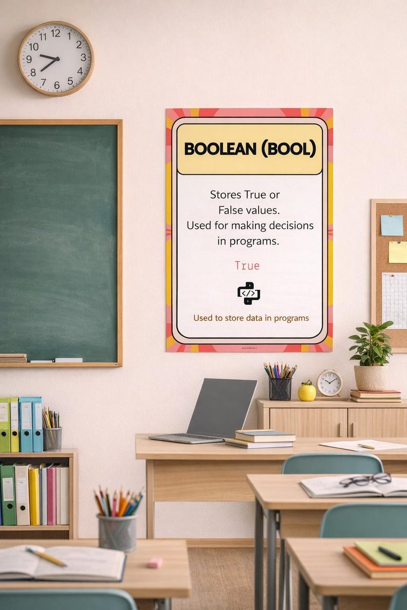 Python Datentypen Poster Set, String Integer Float Boolesche Liste Tuple Set Wörterbuch, GCSE Computer Science Classroom Decor KS3 KS4 Wall Bild 8