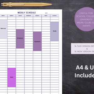 Half-hour Weekly Schedule| Printable Planner |computer Science & Tech ...