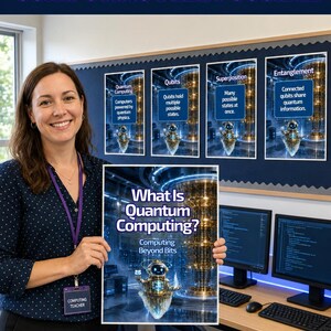 Poster sull'informatica quantistica, qubit, sovrapposizione, entanglement, poster STEM, decorazioni per l'informatica, tecnologie del futuro, KS3 GCSE A Level immagine 15