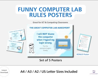 Funny Computer Lab Rules Posters | ICT Classroom Decor (digital ...
