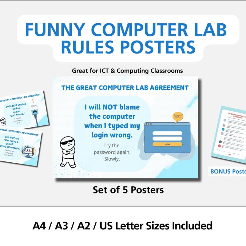 Computer Lab Rules Poster - Etsy