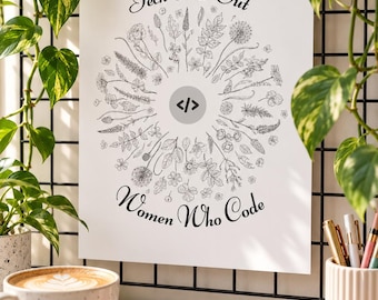 Women in Tech Wall Art | Computer Science Poster | Programmer Gift | Coding Poster | Technology Poster | STEM Decor | Digital Download | Art