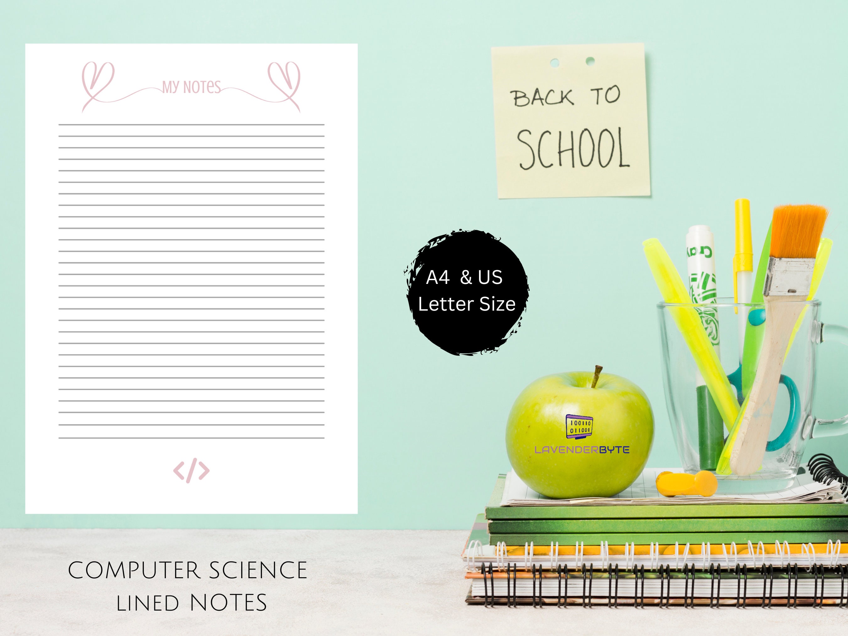 Computer Science Writing Paper | Coding Notes Template | Tech Theme ...