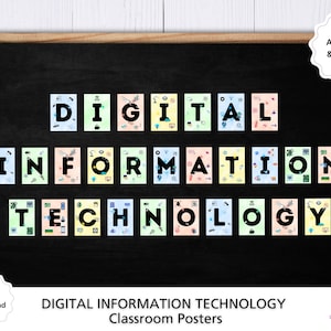Carteles de tecnología de información digital / Carteles tecnológicos inspiradores para profesores / Cartelera de anuncios de tecnología KS3 de la escuela Decoración GCSE