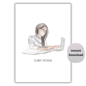 Vai via, sto programmando, arte murale / poster minimale