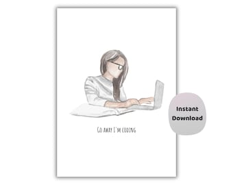 Go Away I’m Coding Wall Art | Minimal Tech Poster