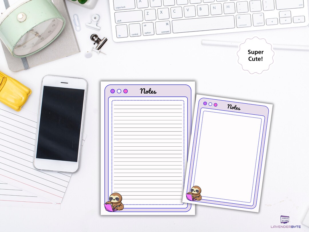 Sloth Tech Lined Paper | Printable Computer Science Stationery - Etsy