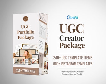 Paquete Ultimate de UGC Creator, plantilla de cartera, plantilla de contrato de influencer, kit de medios, rastreador de redes sociales, sitio web de UGC, presentación de correo electrónico de UGC