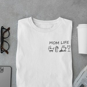 T-Shirt Unisex Damen | Mom Life - Baby Kaffee Wein | Muttertagsgeschenk