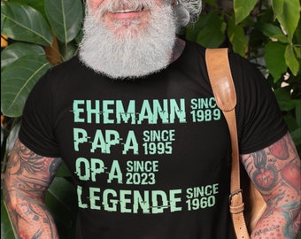 Personalisierte Papa Opa Shirt mit Jahreszahlen, Vatertag Shirt, Ehemann Vater Legende, cooles Großvater Geburtstagsgeschenk für Männer