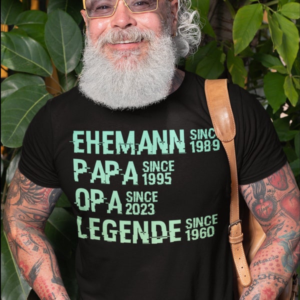 Personalisierte Papa Opa Shirt mit Jahreszahlen, Vatertag Shirt, Ehemann Vater Legende, cooles Großvater Geburtstagsgeschenk für Männer