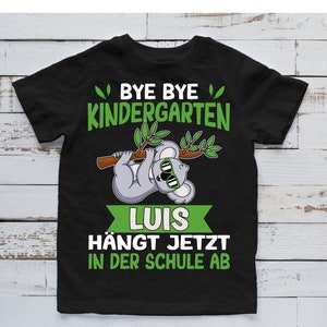 Camiseta colegial: Camiseta personalizada para el primer día de clases con nombre y koala | Camiseta del niño de la escuela que comienza la escuela | Adiós jardín de infantes