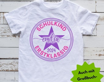 Schulkind tshirt zur Schuleinführung Mädchen & Junge Geschenke mit Name und Schuljahr| Outfit Einschulung