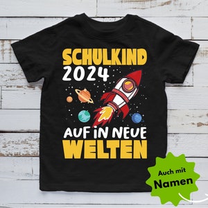 Kids Organic T-Shirt | Schoolchild 2024 - Off to new worlds | First grade school enrollment personalized | Space rocket planets