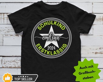 Schulkind tshirt zur Schuleinführung Mädchen & Junge Geschenke mit Name und Schuljahr| Outfit Einschulung