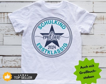 Schulkind tshirt zur Schuleinführung Mädchen & Junge Geschenke mit Name und Schuljahr| Outfit Einschulung