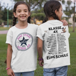 Schulkind Gruppenshirt Schulabschluss Grundschule Abschiedsgeschenk 4. Klasse Schüler beidseitig bedruckt mit Namen und Schuljahr Bild 9