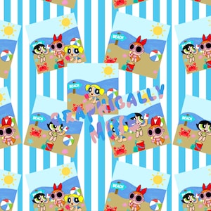 Puff Girls Summer Pics Seamless File, Digital Image