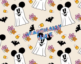 Floral Mouse Ghost Halloween Digital  File