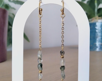 Earrings Rutilated Quartz Gold-Plated Stainless Steel