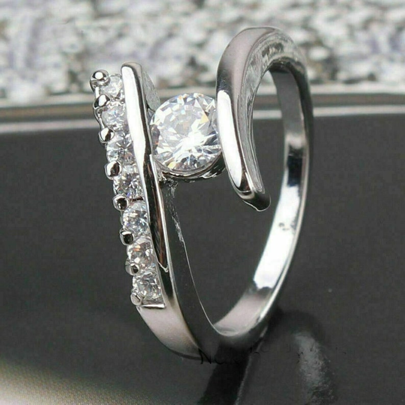 Open Pass Rings Tension Set Ring, by Pass Engagement Ring, 1.8 Ct Diamond Ring, 14K ...