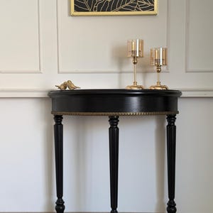 C Table Wood Side Table For Entryway, Half-Moon elegant furniture, Black & Gold Finish, Console Table, Accent Table, Anniversary Gift