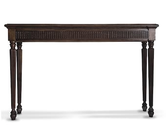 Le Trésor Natural, table en bois, bureau, finition vieillie, table étroite, console en bois, console sculptée
