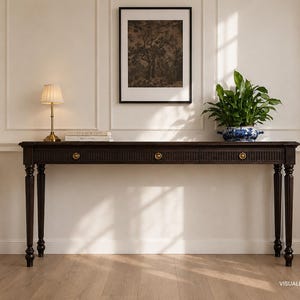 Schmaler Konsolentisch mit Schubladen für Flur oder Wohnzimmer, Aufbewahrungskonsole, Schreibtisch, Konsolentisch aus Holz, Einzugsgeschenk