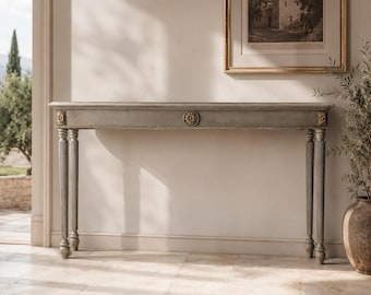 Narrow Console Table with aged finish for Living Room. Elegant ItalianStyle design for hallway, 72 Inch Console Table, Housewarming Gift