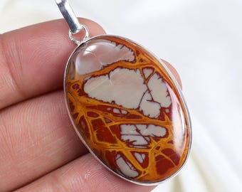 Noreena Jasper Pendant 925 Silver Pendant Natural Red Noreena Jasper Gemstone Pendant Noreen Pendant Bezel Pendant Narrow Bail Pendant Gifts