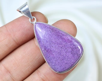 100% Natural Purpurite Pendant Jewelry, Bezel Pendant, Handmade Pendant, 925 Solid Silver Pendant, Girls pendant, Boho Necklace, Gift Supply