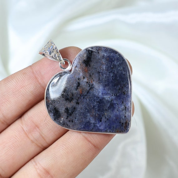 Blue Sunstone Pendant Heart Pendant 925 Silver Pendant Heart