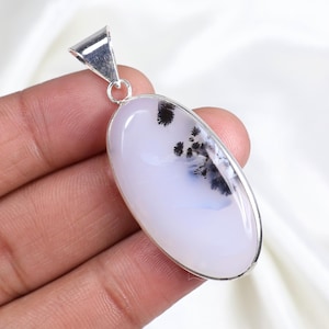 Dendrite Agate Pendant, 925 Silver Pendant Scenic Dendrite Pendant, Natural Dendrite Gemstone Pendant Silver Bezel Pendant, Bails Pendant