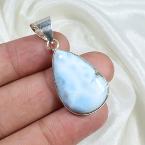 Larimar Pendant 925 Silver Pendant Pear Larimar Gemstone Pendant Larimar Necklace Bezel Pendant Blue Larimar Jewelry Handmade Pendant Gifts