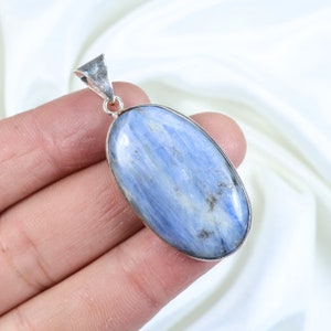 Blue Kyanite Pendant 925 Silver Pendant Bezel Pendant Oval Kyanite Gemstone Pendant Jewelry Kyanite Necklace Kyanite Jewelry Birthday Gift