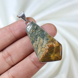 Ocean Jasper Pendant 925 Silver Pendant Fancy Shape Pendant Natural Ocean Jasper Gemstone Pendant Bezel Pendant Ocean Jasper Jewelry Gift