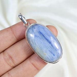 Blue Kyanite Pendant, Collet Pendant, Natural Kyanite Gemstone Pendant, 925 Silver Pendant, Silver Jewelry, Kyanite Necklace, Birthday Gift