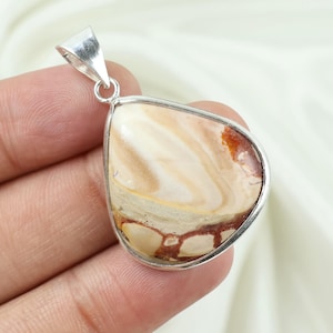 Brecciated Mookaite Pendant, 925 Sterling Silver Pendant, Brecciated Pendant, Bezel Pendant, Mookaite Jasper Pendant, Handmade Pendant Gift