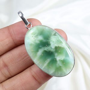 Blå Smithsonit Ädelsten 925 Silverhänge Oval Sten Smithsonithänge Bezel Halsband För Henne Hemimorfithänge Smithsonit Smycken