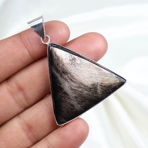 Hypersthene Gemstone Pendant, Handmade 925 Sterling Silver Pendant, Triangle Pendant, Natural Hypersthene Pendant, Silver Bezel Pendant Gift