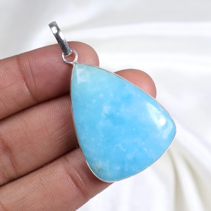 Blue Hemimorphite Pendant 925 Silver Pendant Pear Shape Hemimorphite Gemstone Pendant Smithsonite Pendant Bezel Pendant Anniversary Gift