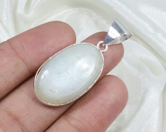 Gray Moonstone Pendant, Sterling Silver Bezel, Boho Gemstone Jewelry