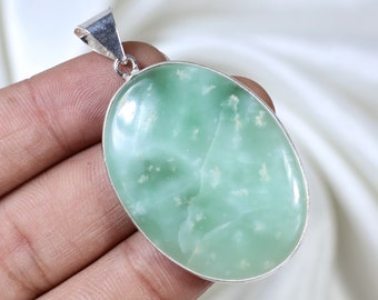 Natural Green Hemimorphite Pendant, Silver Pendant, 925 Sterling Silver Bezel Pendant, Crystal Hemimorphite Gemstone Pendant, Wedding Gifts